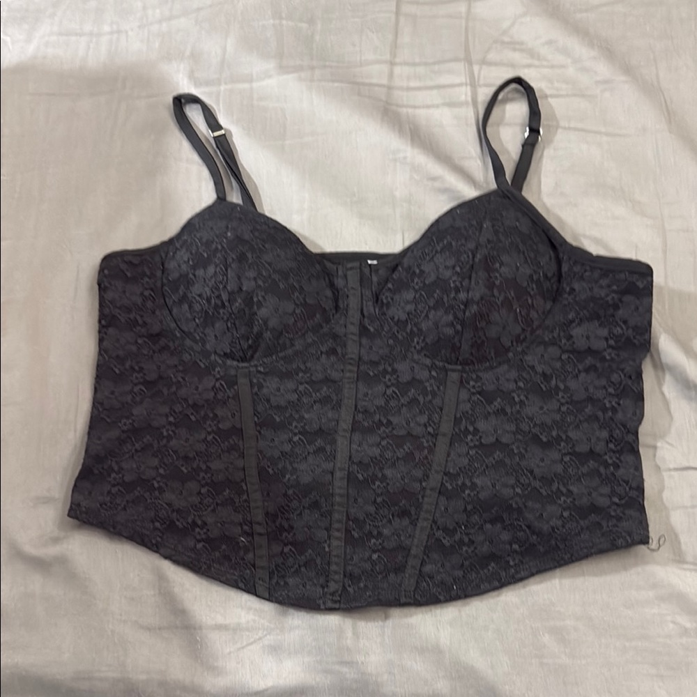 No Boundaries Black Corset-Style Crop Top with Adjustable Straps